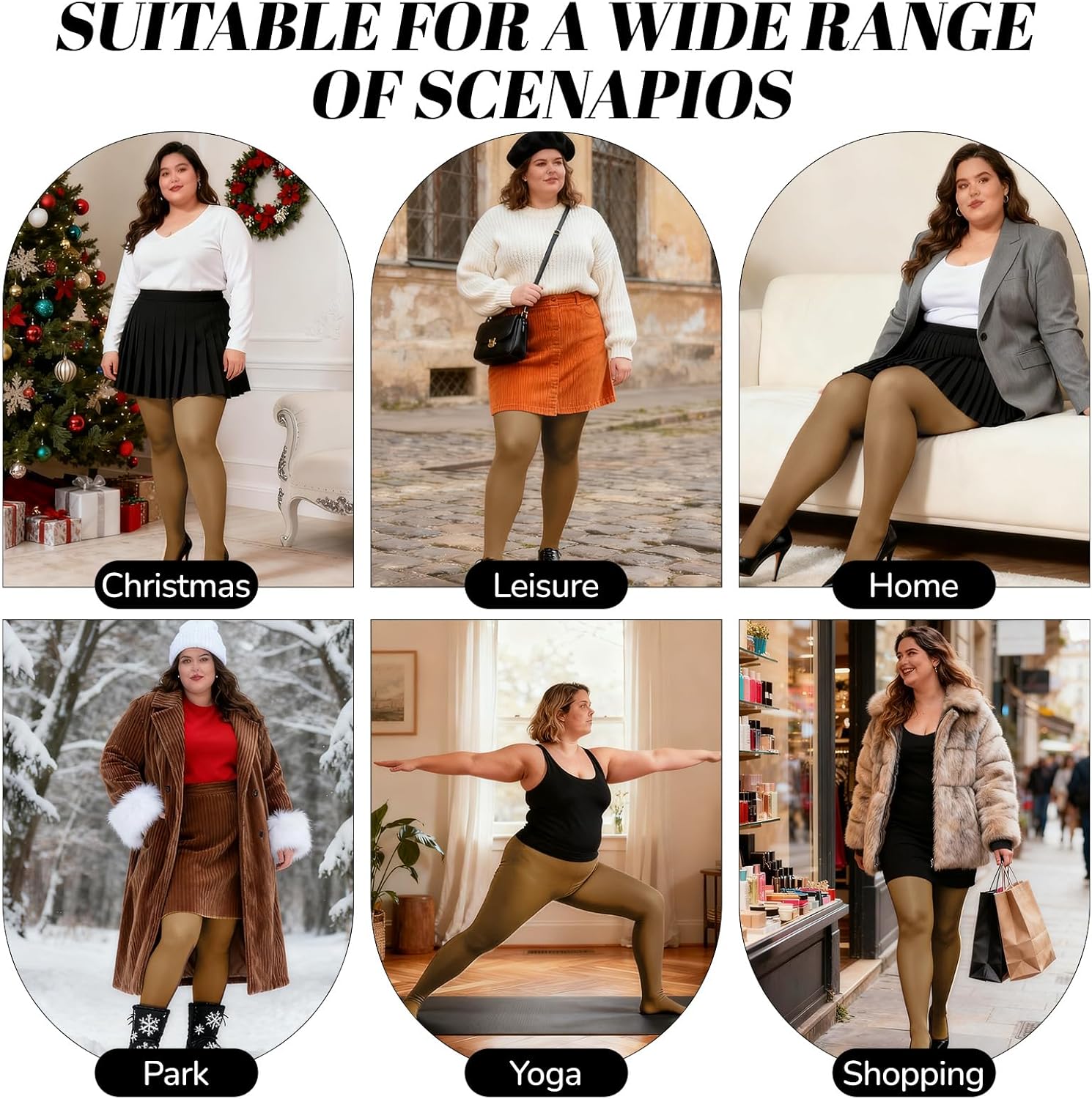 Plus Size Fleece Lined Tights, Women Thick Thermal Legging Winter Fake Translucent High Waisted Pantyhose - Image 3