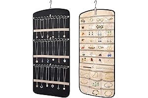 MCPINKY Hanging Jewelry Organizer Medium, Storage Bag Double Sided