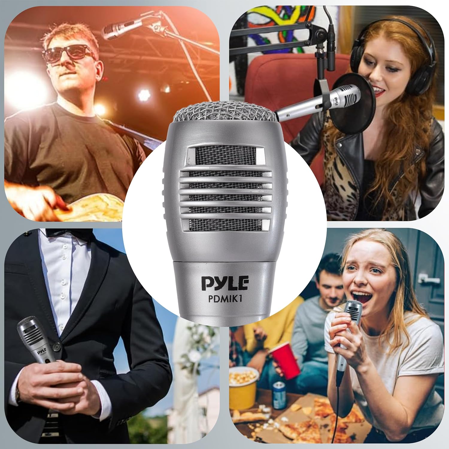Pyle Professional Dynamic Microphone - 6-Pack Unidirectional Handheld Mic with Built-in Pop Filter, High Signal Output, 6.5 ft. XLR Audio Cable, Ideal for Stage, Karaoke & Studio Performances