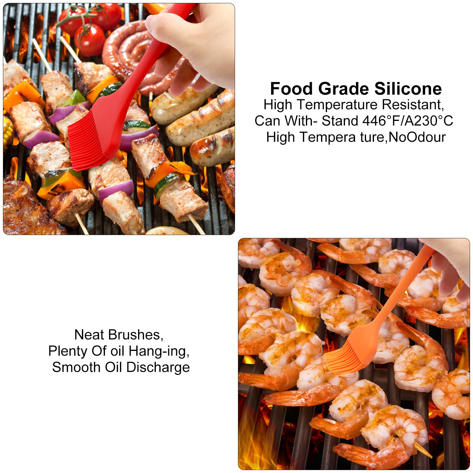Set 3 Pennelli da Cucina in Silicone – Pennello silicone alimentare, resistente al calore, lavabile in lavastoviglie, senza BPA – Ideale per barbecue, pasticceria, forno e griglia