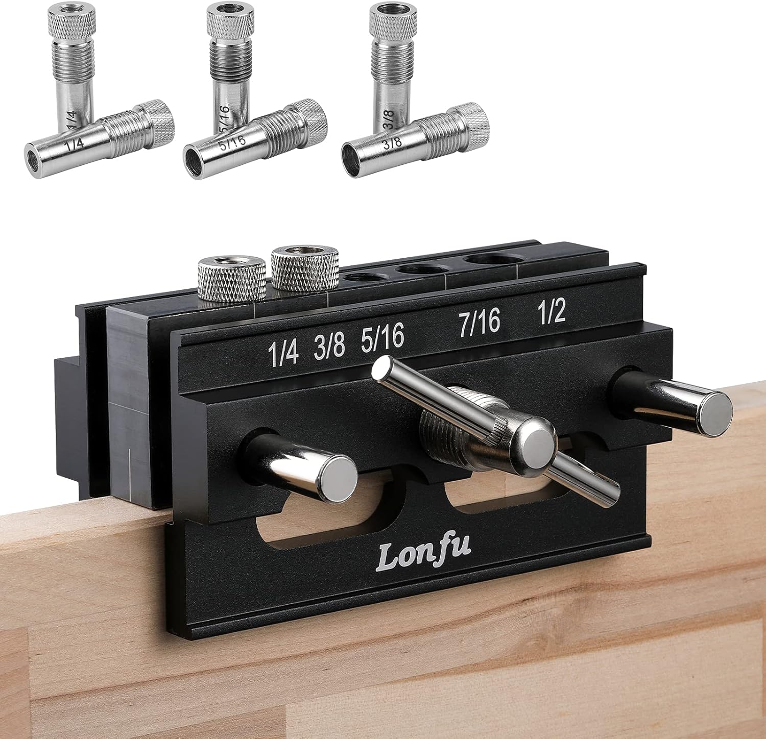 Lonfu Self Centering Doweling Jig Drill Guide for Wood Straight Holes