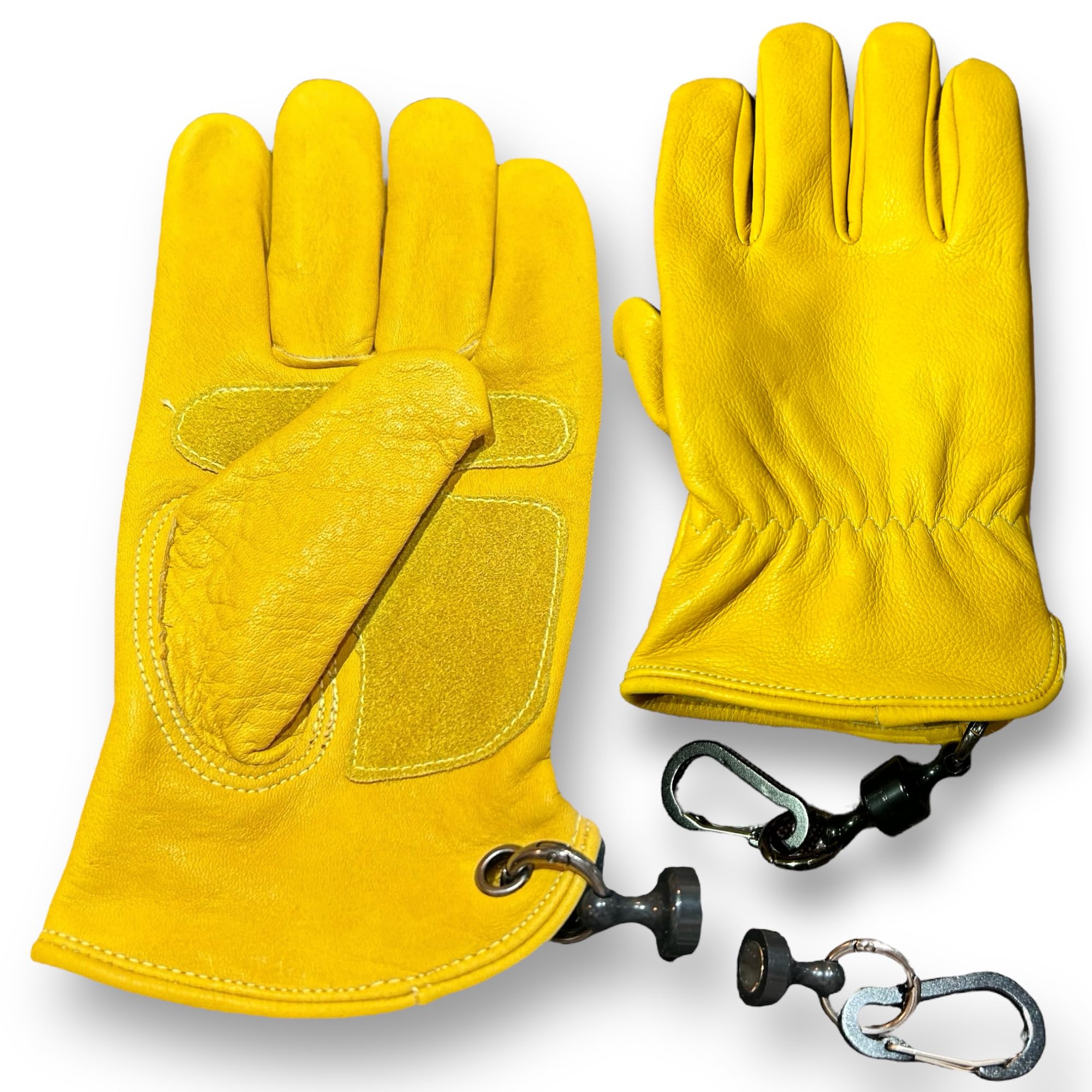 Amazon.co.jp: [Chez-M-] 本牛革素材の多機能手袋 カラビナ&マグネット