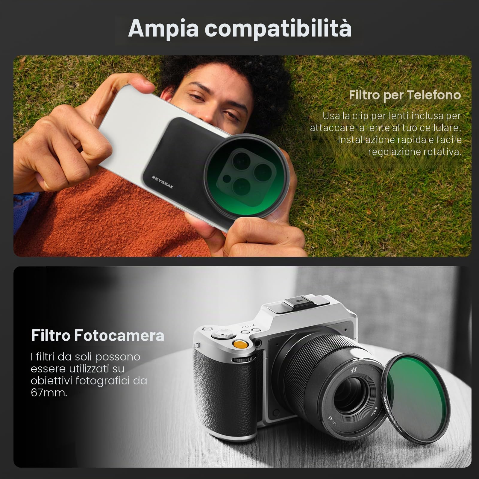 REYGEAK Filtro CPL per iPhone Magsafe, filtro ultra sottile per obiettivo fotocamera da 67 mm, telaio filtro magnetico con 6,7 pollici per iPhone 16/15/14/13/12/Pro Max