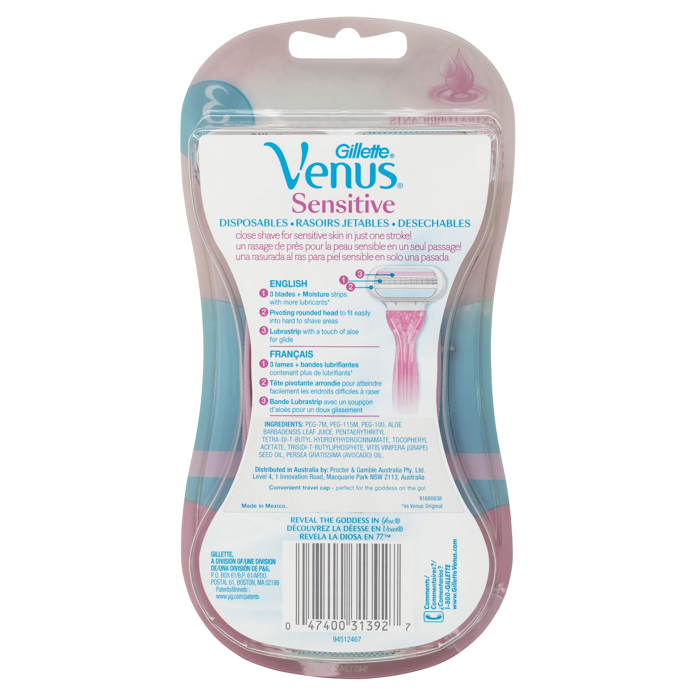 Gillette Venus Sensitive Women's Disposable Razors 6 Pack Buy Online in United Arab Emirates