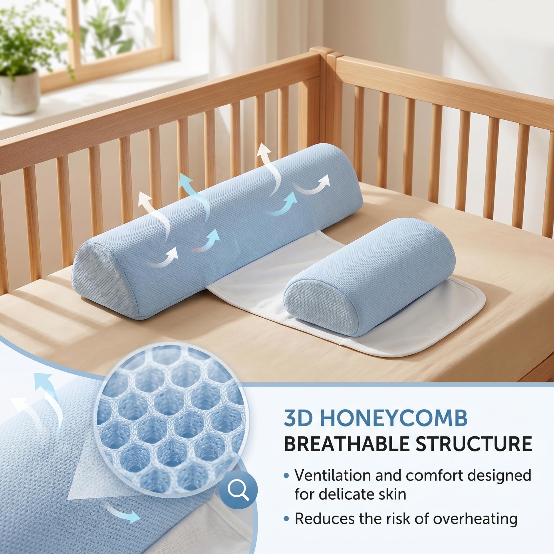 Baby-Keilkissen mit atmungsaktiver 3D-Struktur, Anti-Roll-Kissen – seitliche Schlafpositionierungshilfe, Galaxieblau
