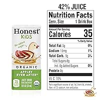 Vista 2 de Honest Kids Appley Ever After, bebida de jugo orgánico, cajas de jugo de 6 onzas líquidas, paquete de 40, manzana