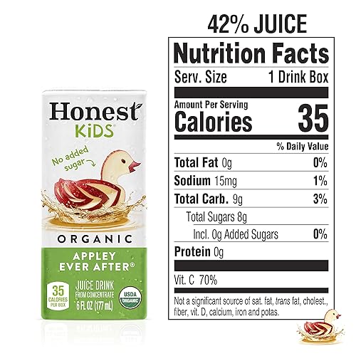 Miniatura 2 de Honest Kids Appley Ever After - Bebida de jugo orgánico 6 Fl oz cajas de jugo paquete de 40 manzana 6 Fl Oz paquete de 40