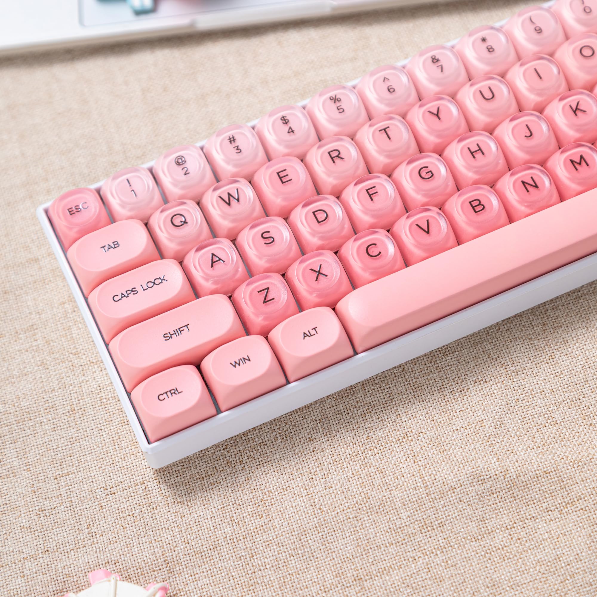 SOLIDEE Set di Keycaps Meccanici PBT da 132 Tasti, Profilo HOA, Keycaps Double Shot Foundation, Keycaps Meccanici Boxed, Compatibile con Tastiere Gaming e DIY con Interruttori MX(Peach Pink)