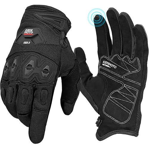 KEMIMOTO Motorcycle Gloves for Men Dirt Bike Gloves Off Road Touchscreen Riding Gloves Comfortable