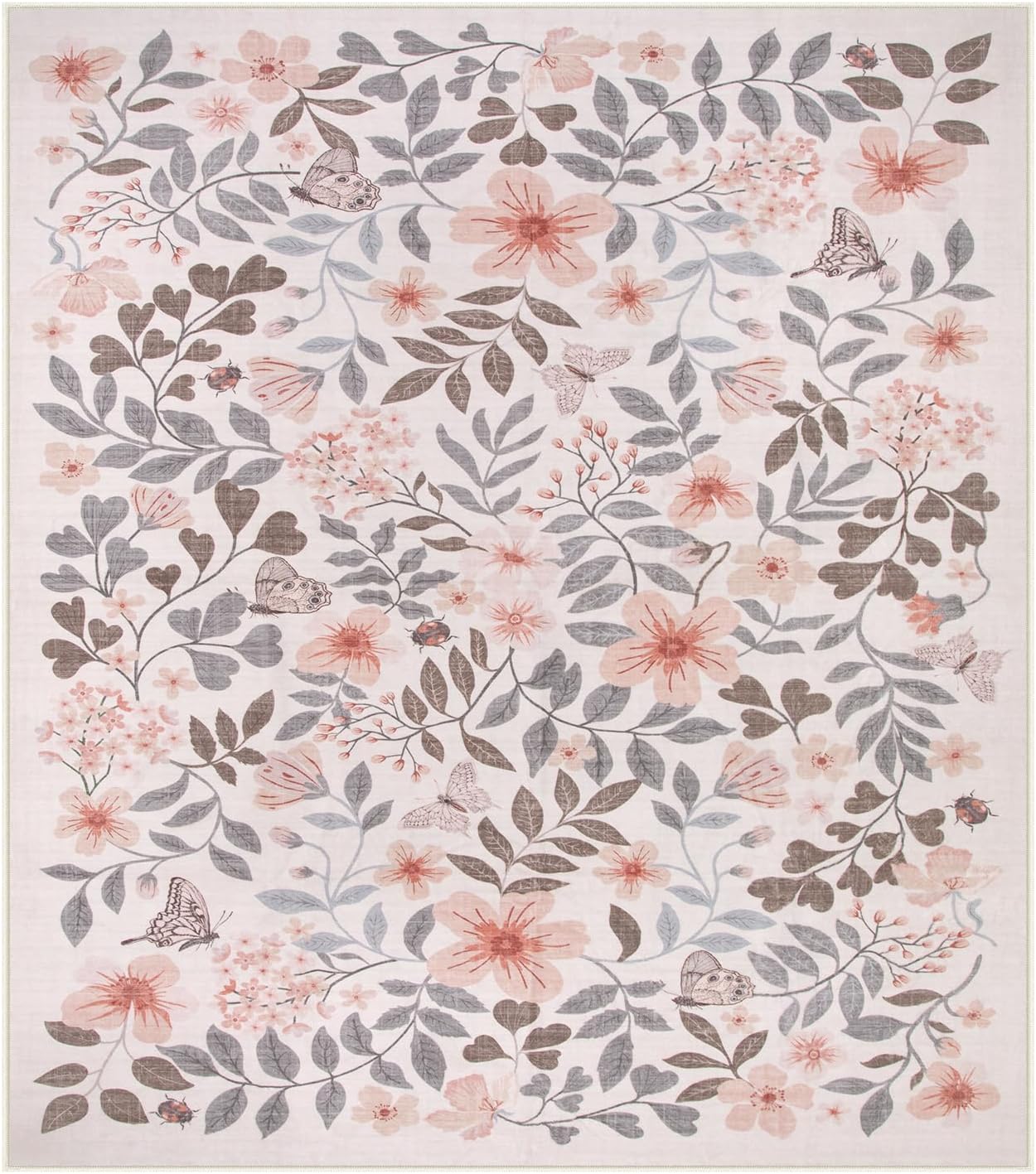 Lahome 8x10 Fall Floral Area Rugs for Bedroom, Apricot Boho Decor Washable Carpet, Non-Slip Rug for Girls Nursery, Living Room, Dorm, Apartment Decor, Cozy Retreat - Image 9