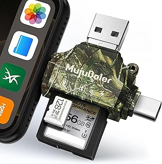 SD Card Reader Trail Camera Viewer MujuDoler SD Card Reader for iPhone iPad, Game Camera Card Reader Hunting Trail Camera Viewer USB SD Card Reader for Android SD Reader No App Required, Plug and Play