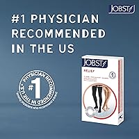 Vista 3 de JOBST Relief - Calcetines de compresión graduados hasta la rodilla, 15-20 mmHg, cómodo diseño unisex, punta abierta, negro, talla L Petite