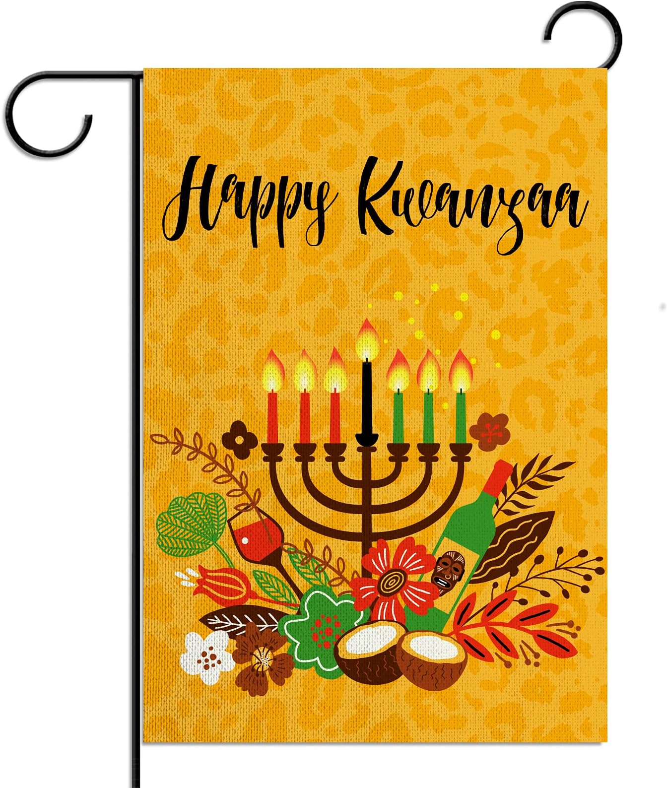 Jiudungs Happy Kwanzaa Garden Flag 12.5×18'' Kwanzaa Decoration Outdoor Kwanzaa Kinara Candles Decor African Heritage Holiday Decoration and Supplies for Home