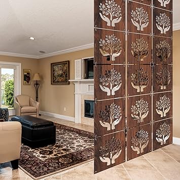 RANDOM 12 PCS Hanging DIY Room Divider Attractive Pattern Panels Decorative Wall Screen Panel Hollow Out Design for Living Dining Room Kitchen Bedroom Office Bar Restaurant Home Hotel Decor (Multi 2)