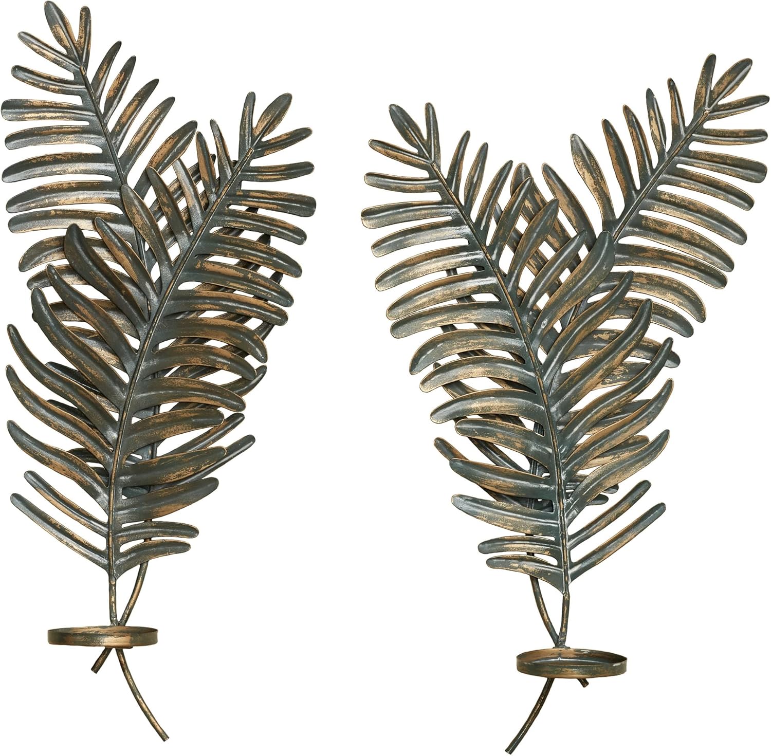 Fern Fronds Candleholders Wall Sconces Set