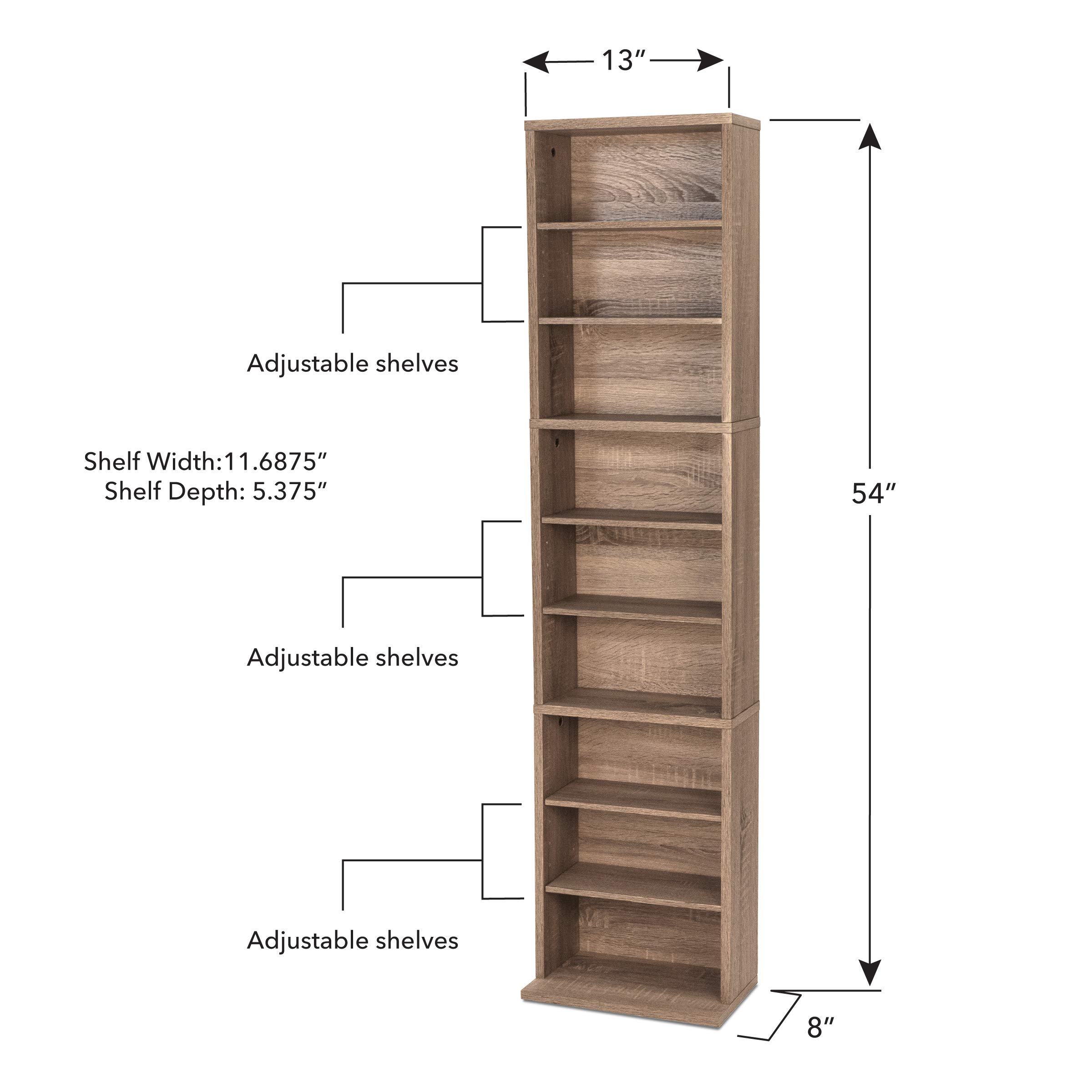 Atlantic Herrin Adjustable Media Storage 261 Weathered Oak PN