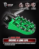 Vista 4 de MZS Estriberas para Moto de Cross, Reposapiés CNC Motocross Ancho MX Pedal Verde Compatible con KX250F 06-18 / KX250 19-24 / KX450F 07-18 / KX450