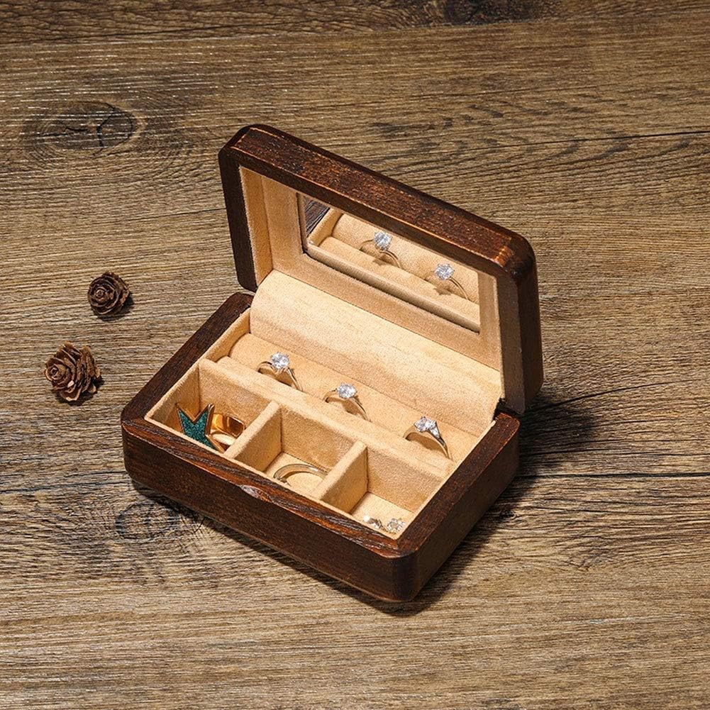 Jewellery Box Gift for Women Jewelry Boxes Jewelry Box Wooden Suitcase Simple Portable with Mirror Classic Velvet Storage Box for Ring Necklace New Presents