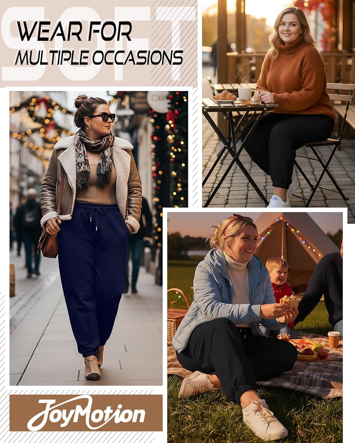 2 Pack Women's Plus Size Joggers, Drawstring Loose Baggy Sweatpants Cozy Athletic Casual Yoga Pants with Pockets - Image 6