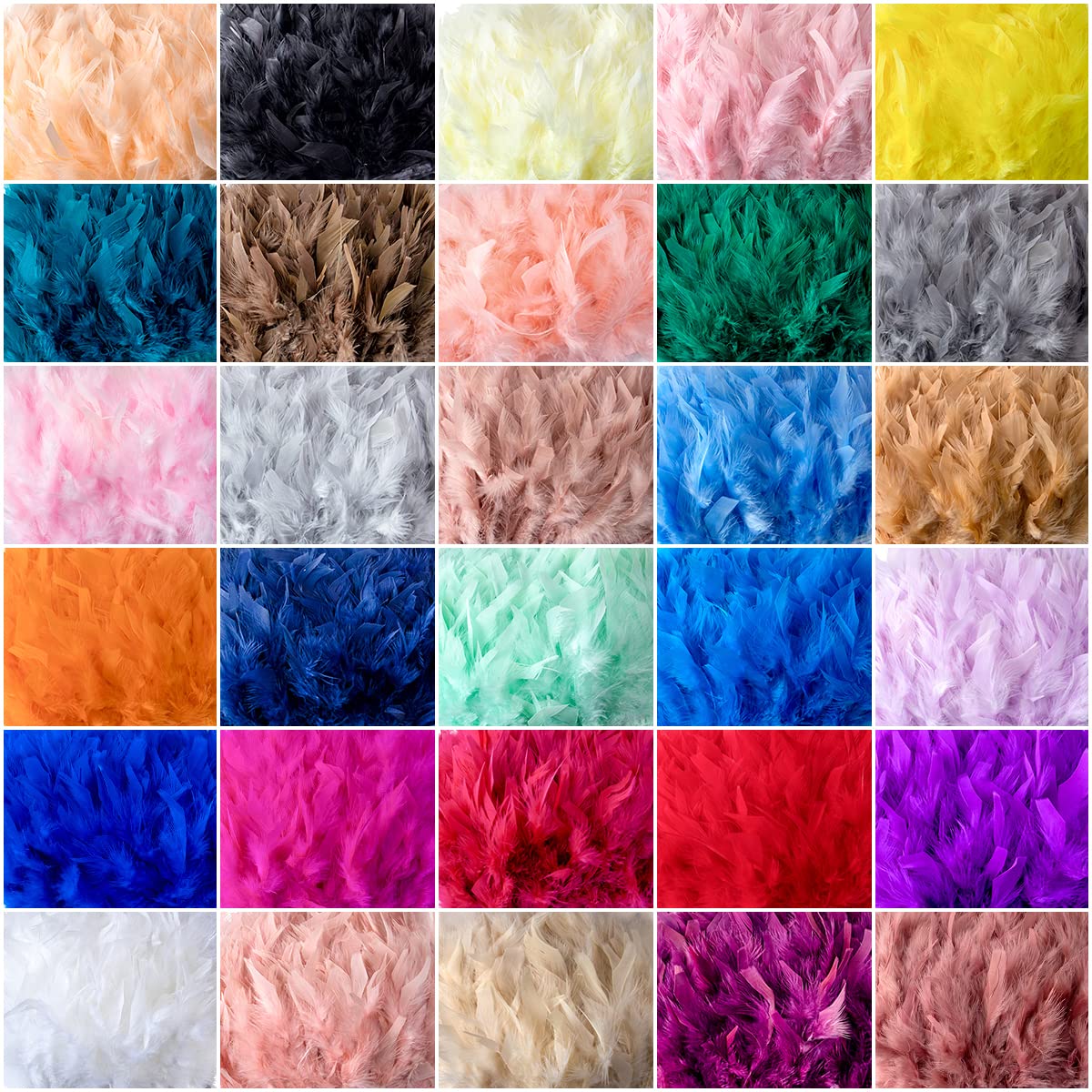 Queenbox 1m Long Fluffy Turkey Feathers Fringe Ribbon, Dyed Natural Turkey Plumes Fringe Trim for Dress Costumes Decoration, Light Khaki