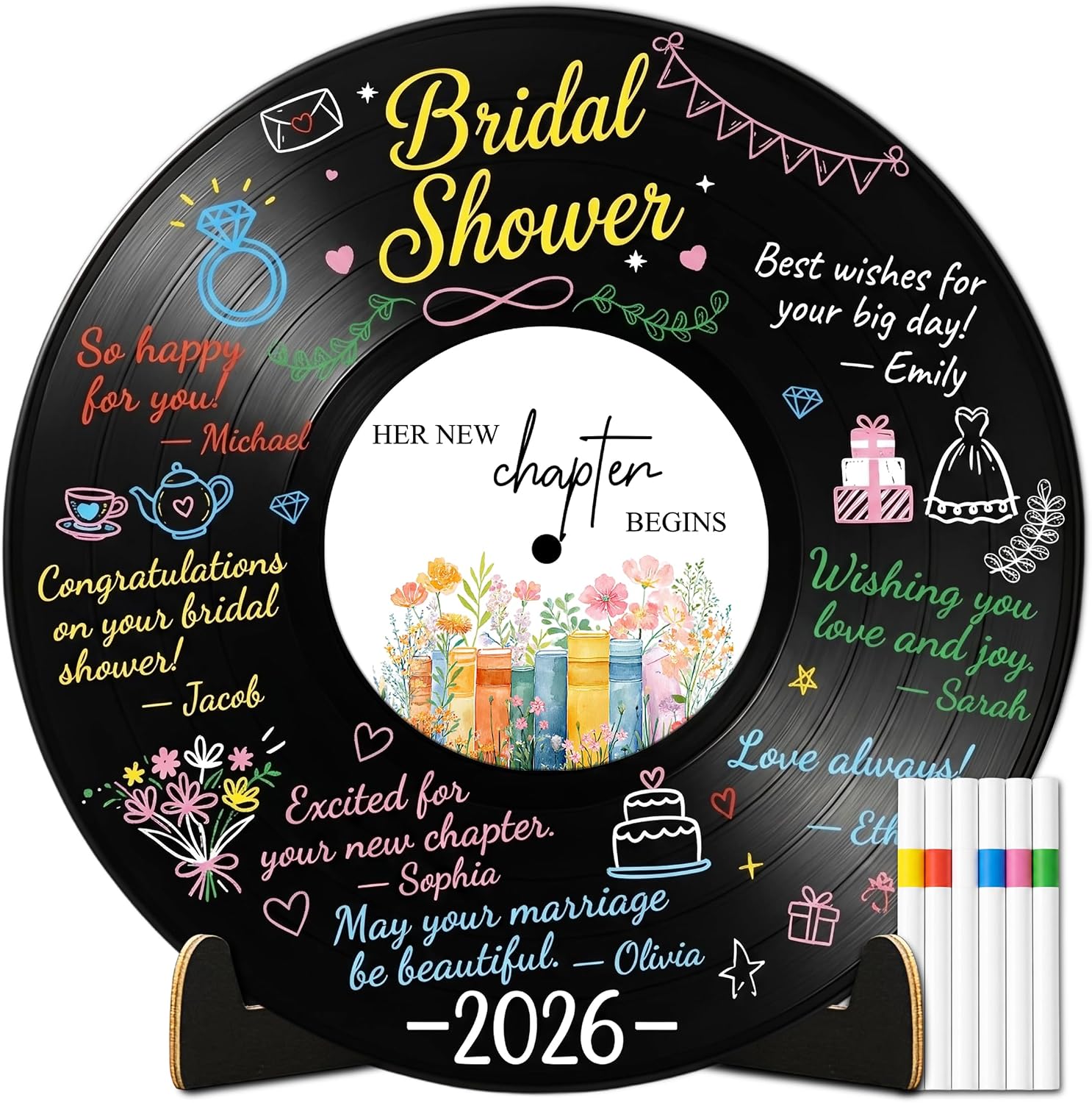 Houti New Chapter Begins Bridal Shower Vinyl Guest Book