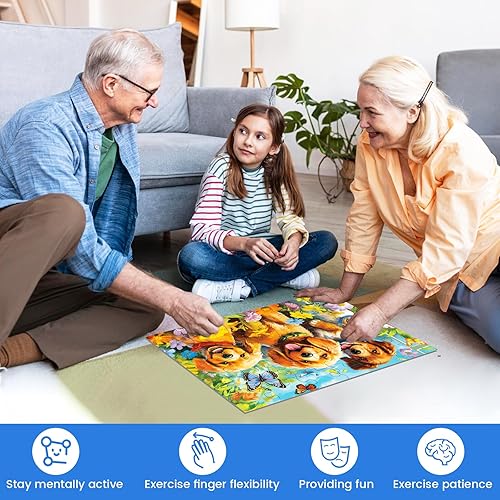Miniatura 6 de Rompecabezas de 36 piezas grandes para personas mayores, paquete de 6, rompecabezas de demencia, tortuga, perro, pájaro, hongo, playa, lago,