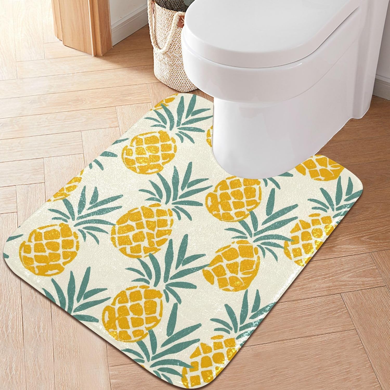 Yellow Pineapples Bath Mats for Bathroom Floor Ultra Soft Bathmat Absorption Bathroom Rugs Non Slip Washable-Set