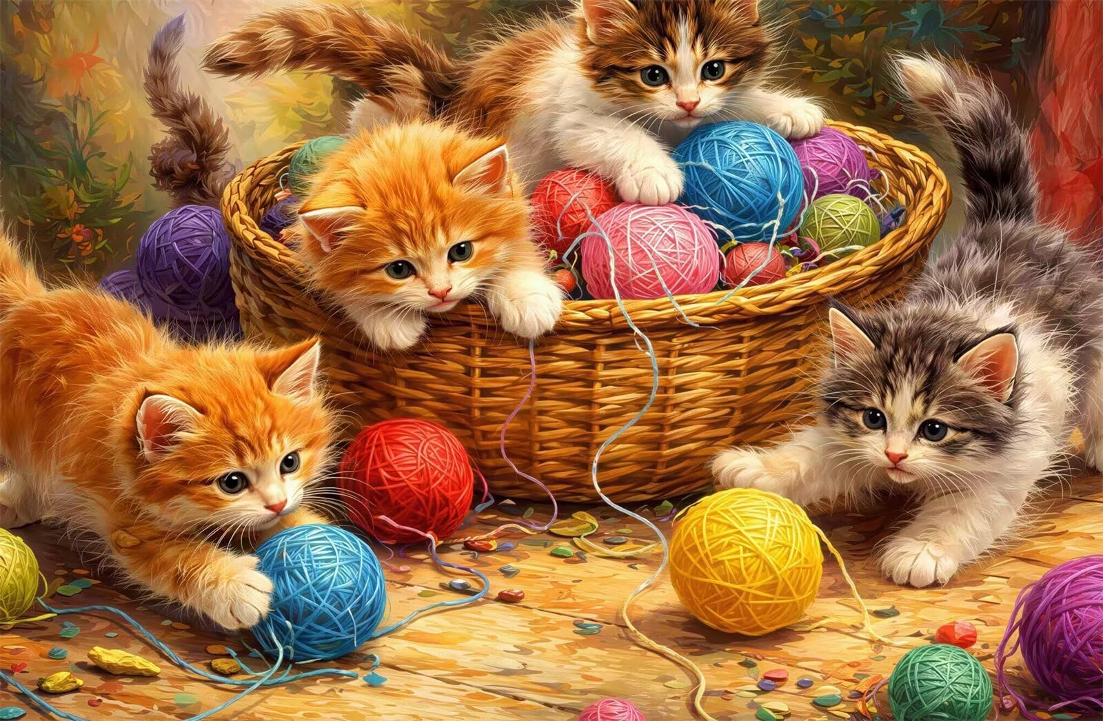 Puzzle 1314 Piezas Adultos Gato de Ovillo de Lana, Rompecabezas Adultos Dificil 75x50cm, Estimula la Concentración y Antiestrés, Juego de Habilidad para Toda la Familia