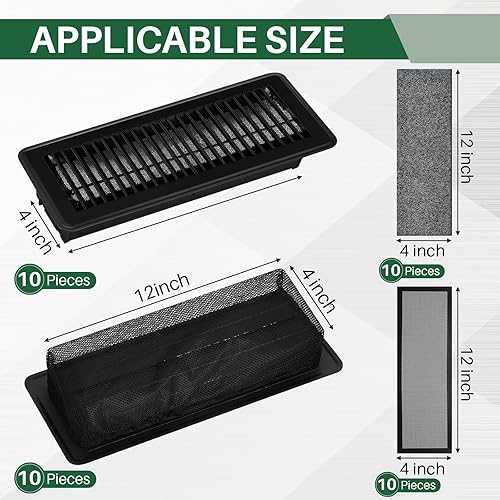 Miniatura 3 de Zonon El juego de 40 piezas de registro de suelo incluye cubiertas magnéticas de ventilación de aire de metal para rejilla de aire, cubierta de