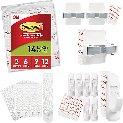 Command Paquete de decoración de pared para preparación navideña: organiza tu casa con pinzas de escoba para montaje en pared, tiras para colgar