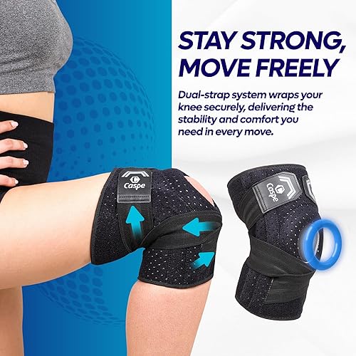Miniatura 6 de Caspe Rodillera para mujeres y hombres  Soporte ajustable con almohadillas de gel para rótula y estabilizadores laterales para ACL, desgarro de