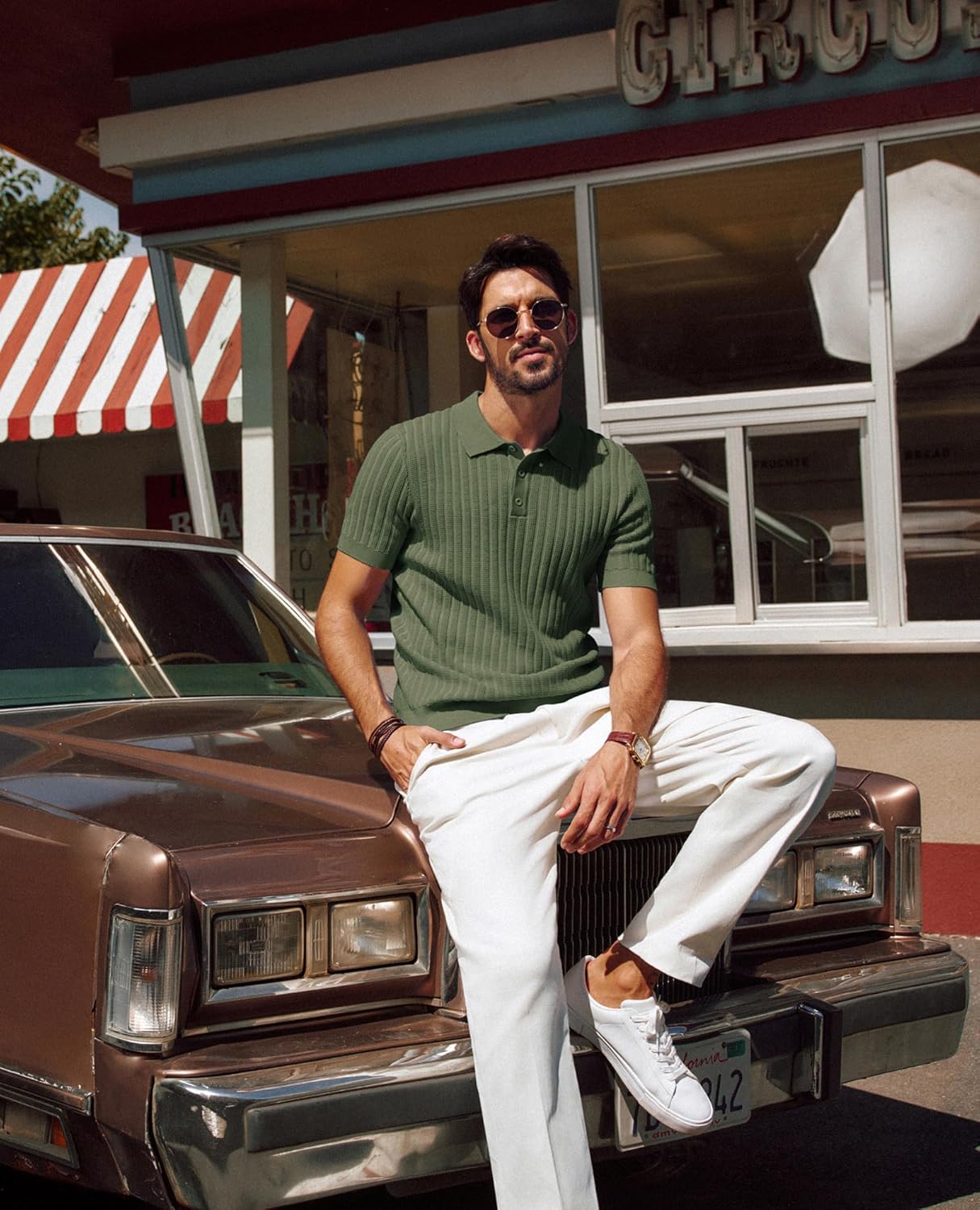 PJ PAUL JONES Mens Knit Polo Shirt Short Sleeve Textured Polo Shirts Casual Summer Collared Polo T Shirt - Image 2