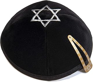 JL Kippha's schwarz Samt Davidstern Bestickt Kippa Yarmulke Jüdische Kippa Isreal Kappe Judaica mit Klemme