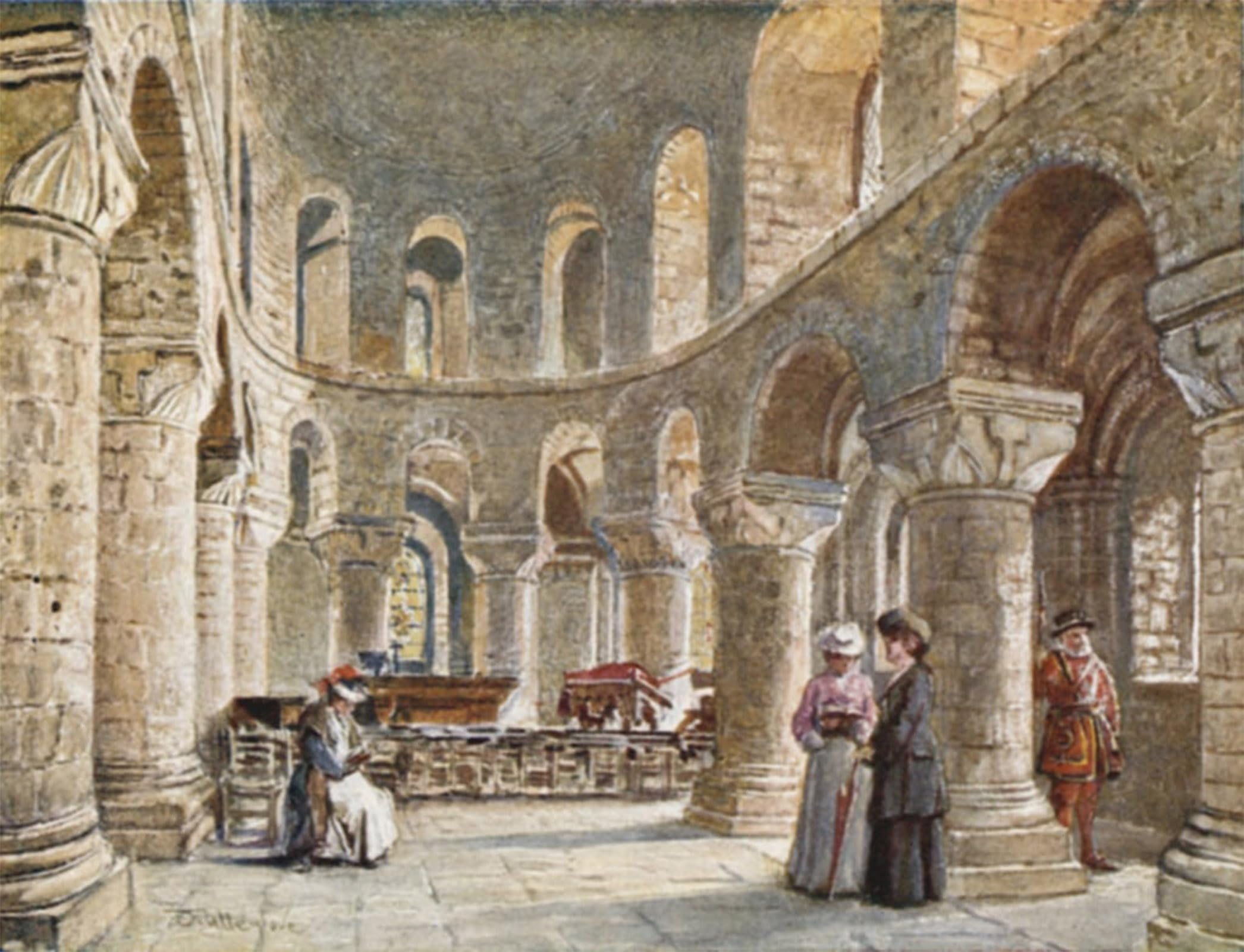 ARTXLXXBN Famous Print Painting Colorful Art Print Norman Chapel of St in the Tower by Fulleylove Canvas Art Decorations for Home Decor 60x90cm