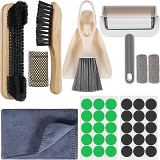 Billiard Pool Table Accessories Kit: 10 Piece Set with 2 Pool Table Brushes,2 Ferrule Polish Cloths,2 Cue Polish and Cleaning Cloths,Lint Roller,Dustpan and Broom,15 Marker Dots,15 Felt Repair Patches