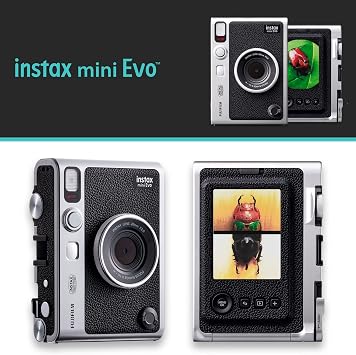 Fujifilm Instax Mini EVO Hybrid Black Instant Camera Pack with 2X Mini Twin Pack Instant Film