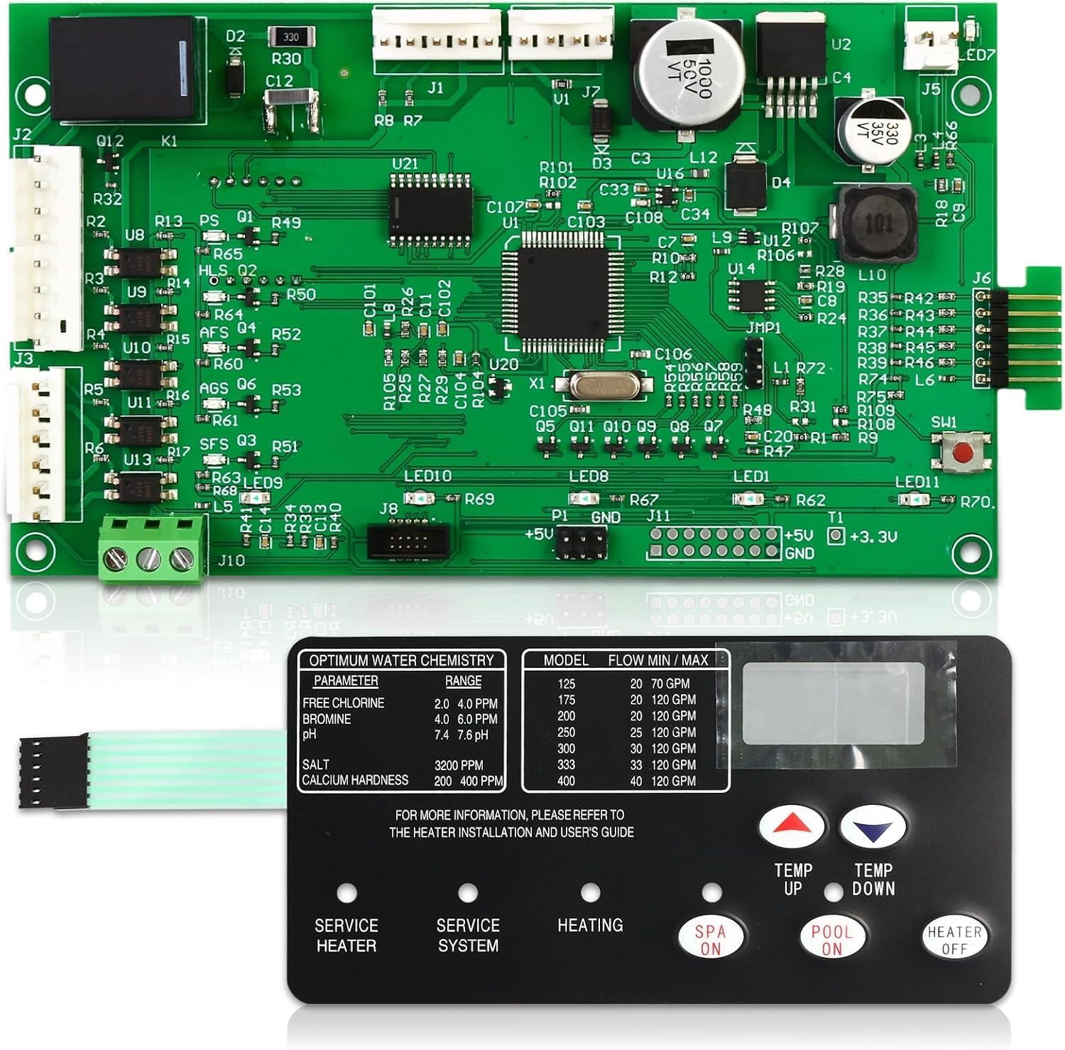 New Upgrade 42002-0007S 461105 Control Board Kit Replacement for Pentair MasterTemp Sta-Rite Max-E-Therm All NA and LP Series Pool and SPA Heater Electrical Systems with 472610Z Switch Membrane Pad