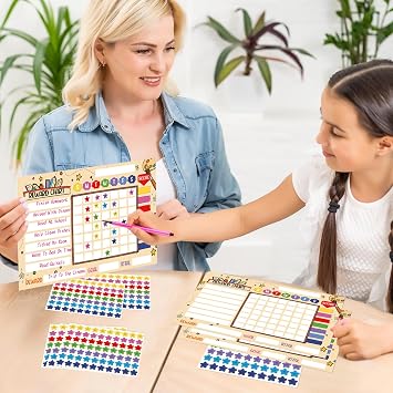 Pencils Reward Chart Children Behaviour - 10 Sheets Reward Charts with 539 Star Stickers for Children Behaviour Training