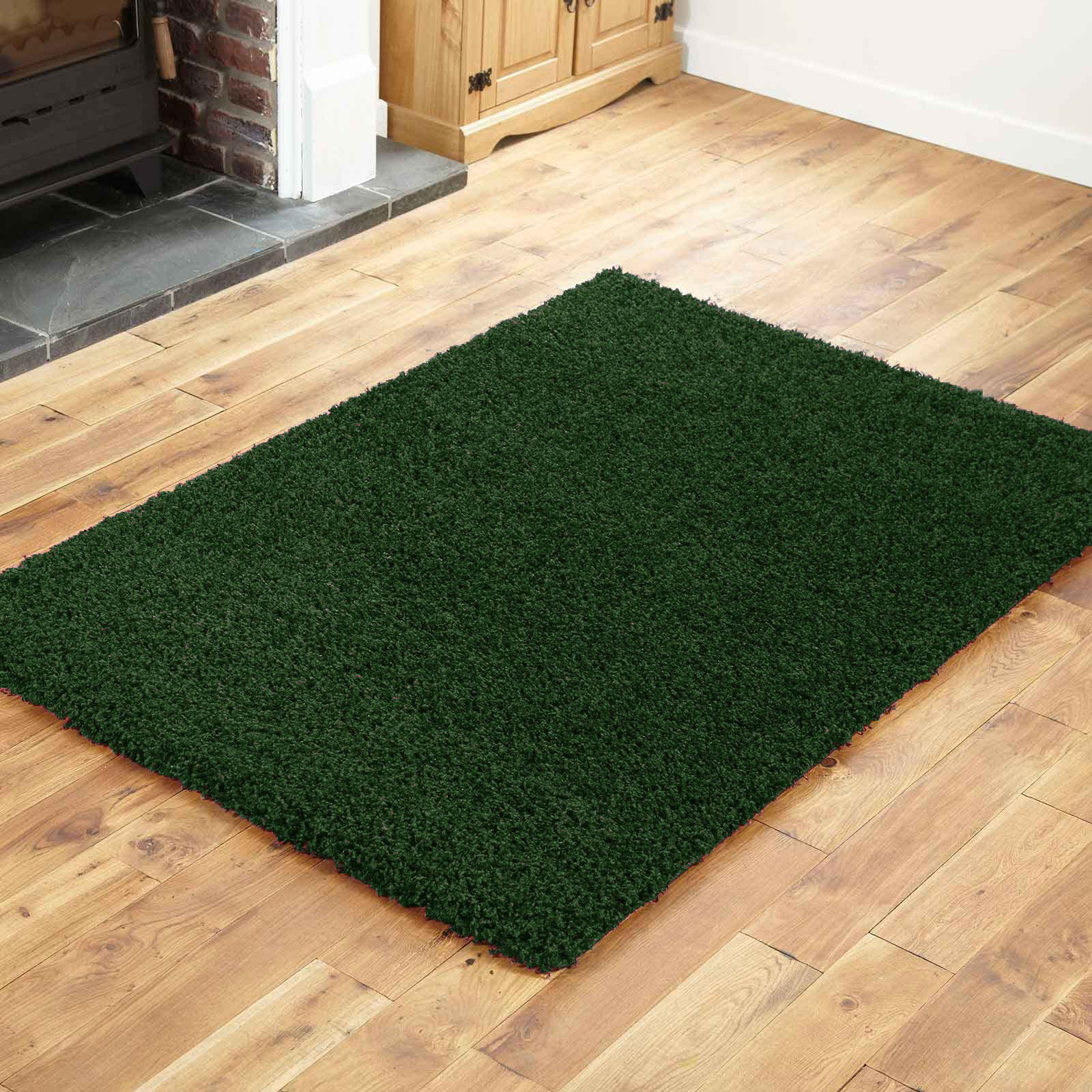 Everest 5cm shaggy Rugs for living room thick pile modern rugs for bedroom, kitchen, hallway, runner, kids' room, small to Large fluffy carpet, Emerald Green 240x340cm