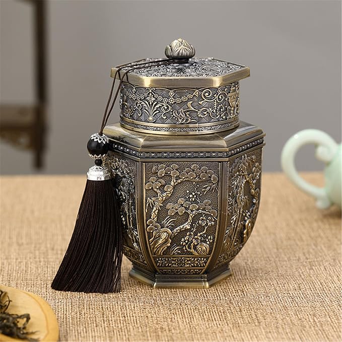 Lata de metal retro para café, té y sal con tapa hermética miniatura 2