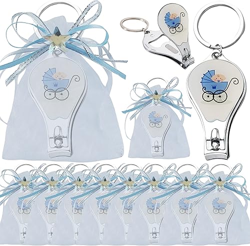 Llavero de baby shower (12 piezas) cortaúñas y abrebotellas con bolsas decoradas