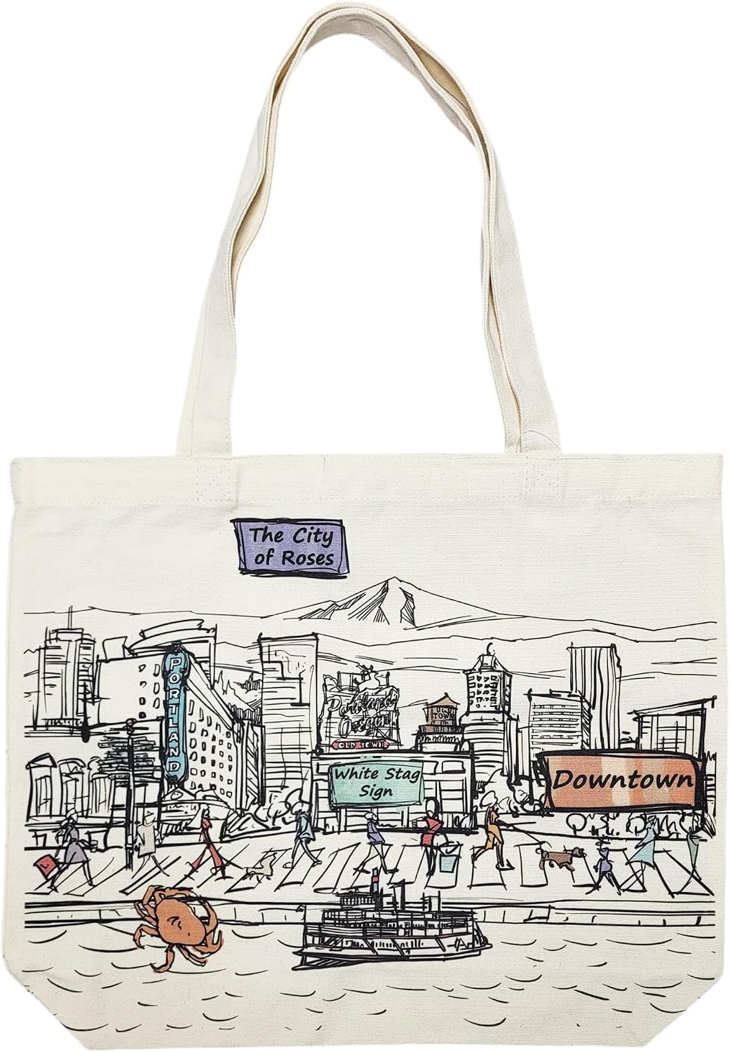 Cities Around the World Artwork Tote Bag Series- Designed in the USA, 17"x14", Double Sided Print, Souvenir & Gift
