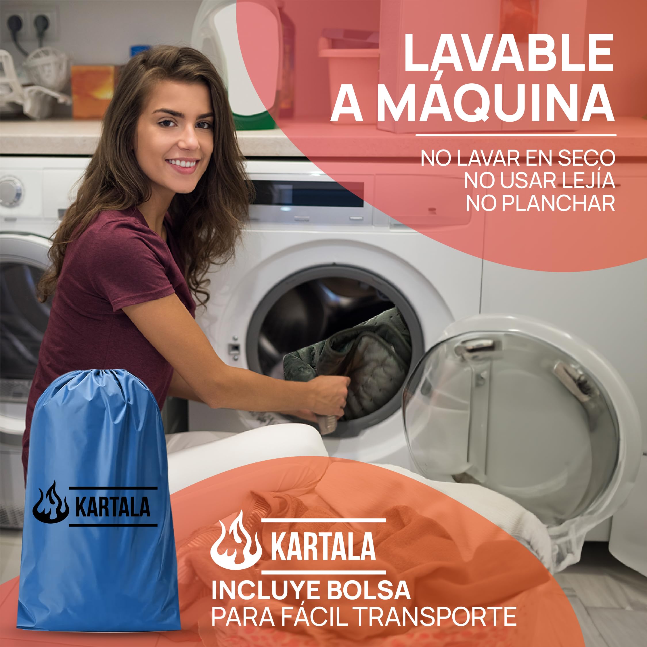 Super Pack Manta Térmica Lumbar Kartala 30×60 cm con Bolsa | Manta Eléctrica para Cuello, Espalda y Zona Lumbar | 9 Temperaturas, 4 Temporizadores | Lavable y Portátil