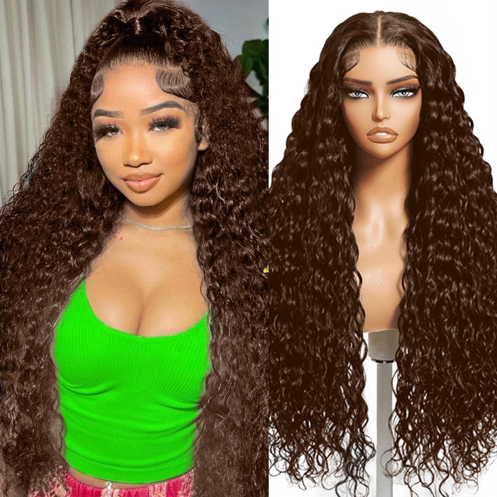 Amazon.com : Chocolate Brown 13x4 Lace Front Wigs Human Hair 220