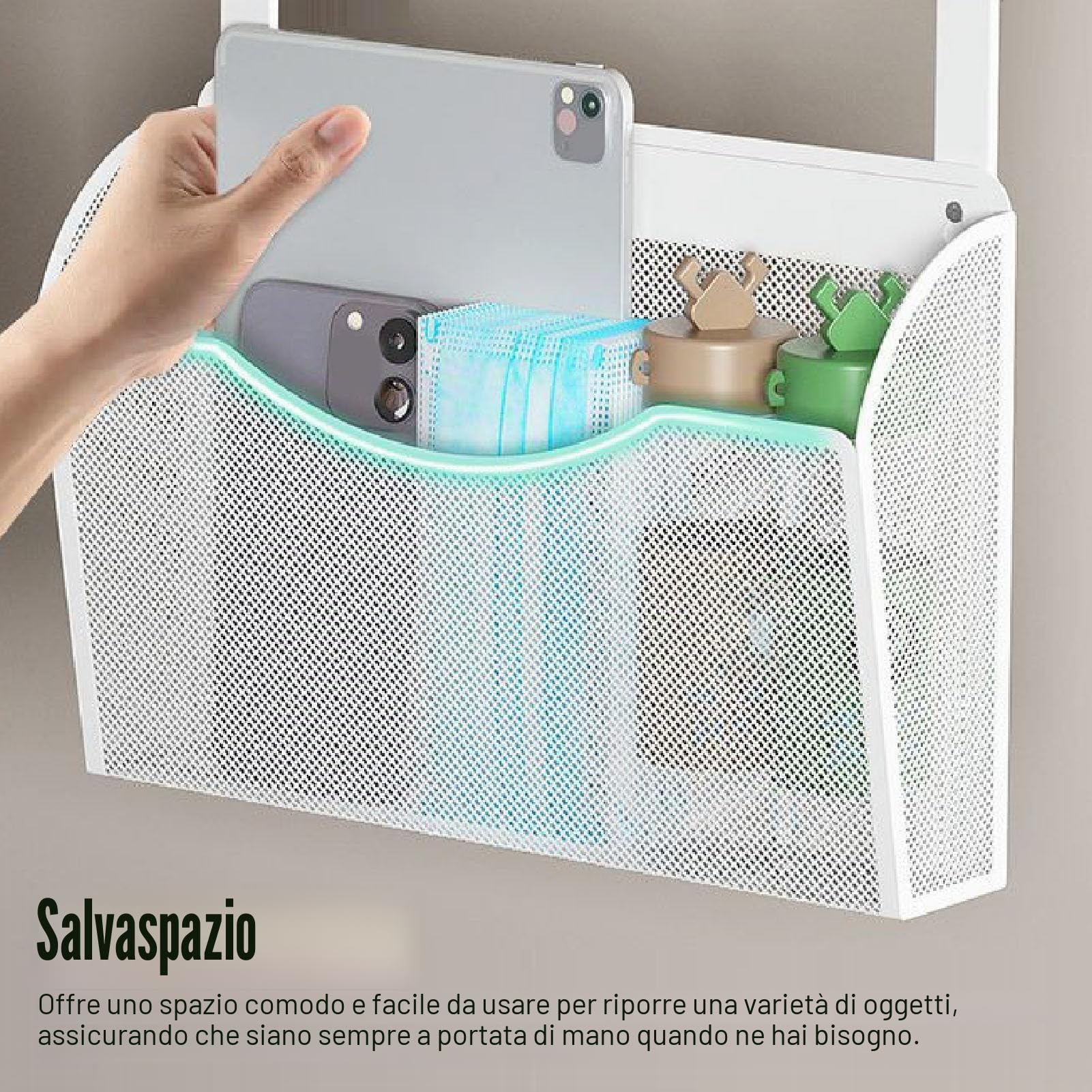 Portaoggetti Laterale da Scrivania Sospeso, Robusto Materiale in Acciaio Al Carbonio, Tavolo Salvaspazio Regolabile con Cuscinetti Alti, Organizer per Cartelle Sospese Laterali