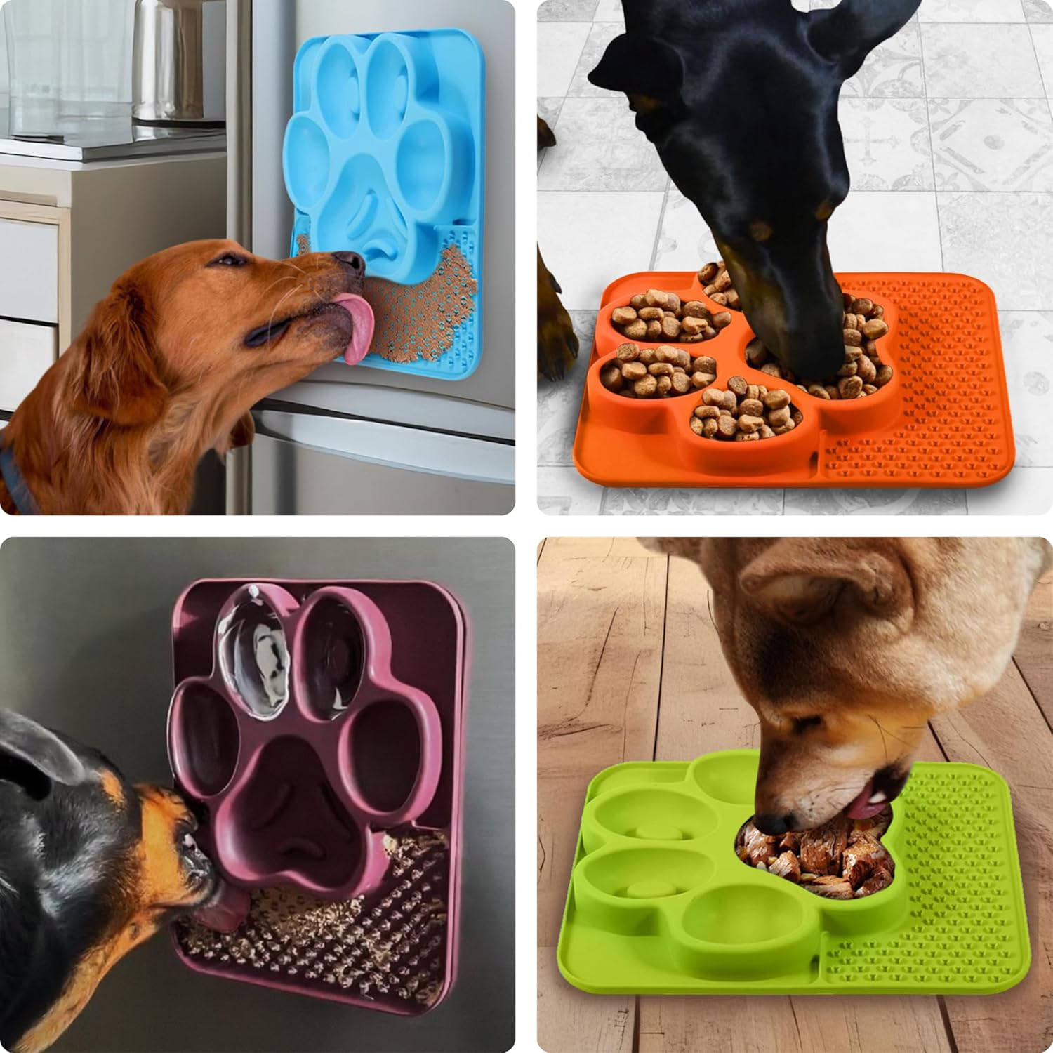 2in1 Lick Mat for Dogs with Suction Cup, Slow Feeder Dog Bowls Large Breed, Silicone Dog Licking Toy to Keep Them Busy, Egg Lick Mat for Medium Pets (Blue)
