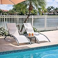 Vista 27 de PURPLE LEAF Juego de tumbona para patio, sillón al aire libre, playa, piscina, tumbona para tomar el sol, tumbona reclinable, sillas de bronceado