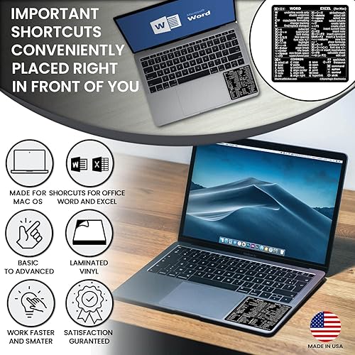 Miniatura 8 de SYNERLOGIC WordExcel (para Mac) Adhesivo de acceso directo de teclado laminado sin residuos de vinilo transparente (transparenteblanco, paquete de