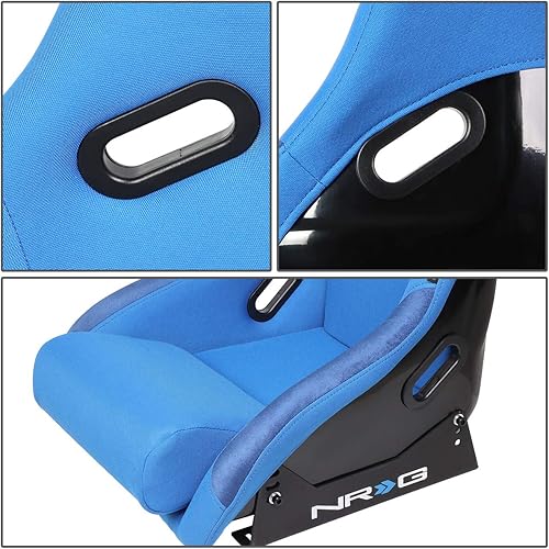 Miniatura 6 de NRG Innovations NRG-FRP-300BL Asiento de carreras de cubo trasero fijo de fibra de vidrio, compatibilidad con arnés 4pt, cubierta de asiento azul