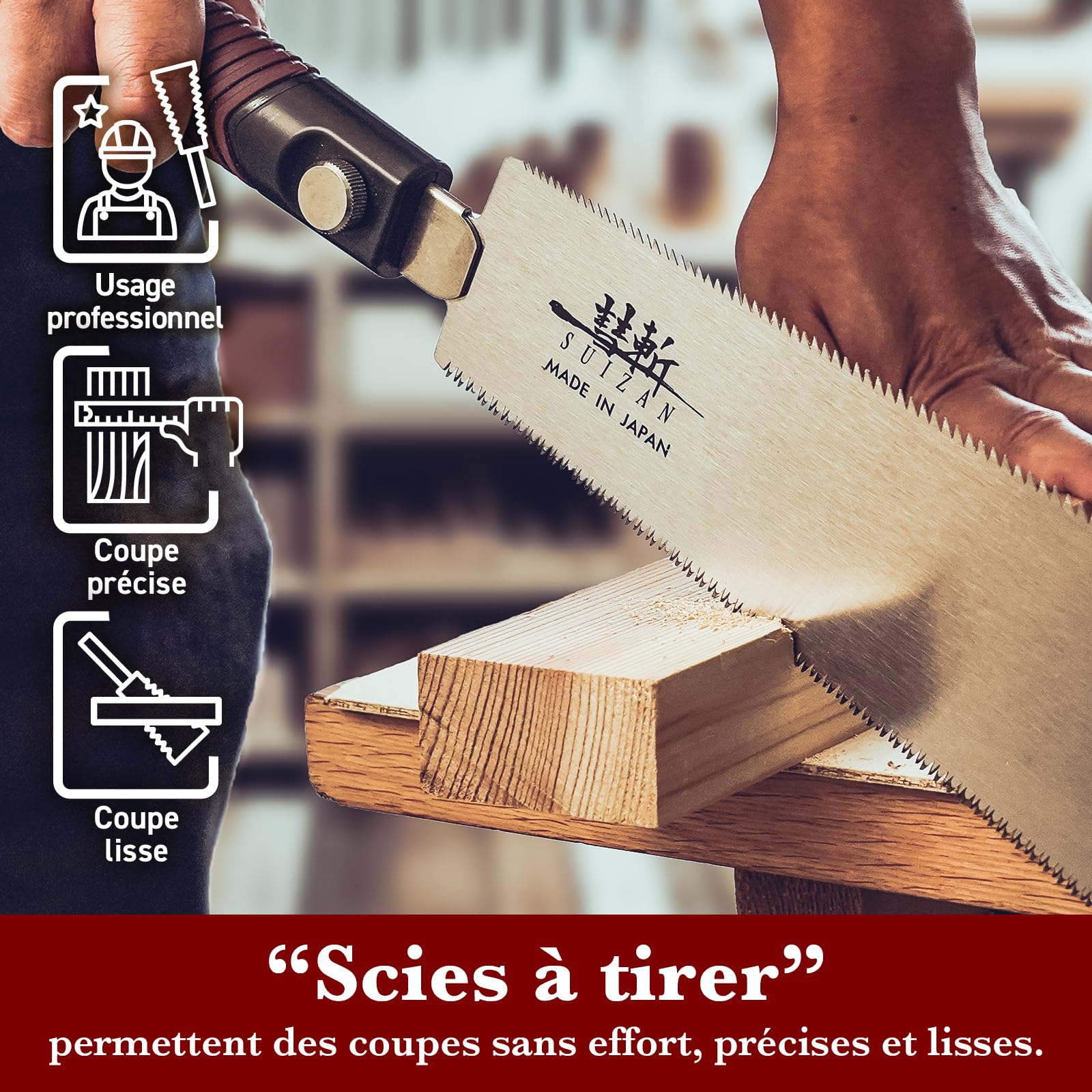 SUIZAN Ryoba Scie japonaise à double tranchant 210mm - Outils de menuiserie professionnels